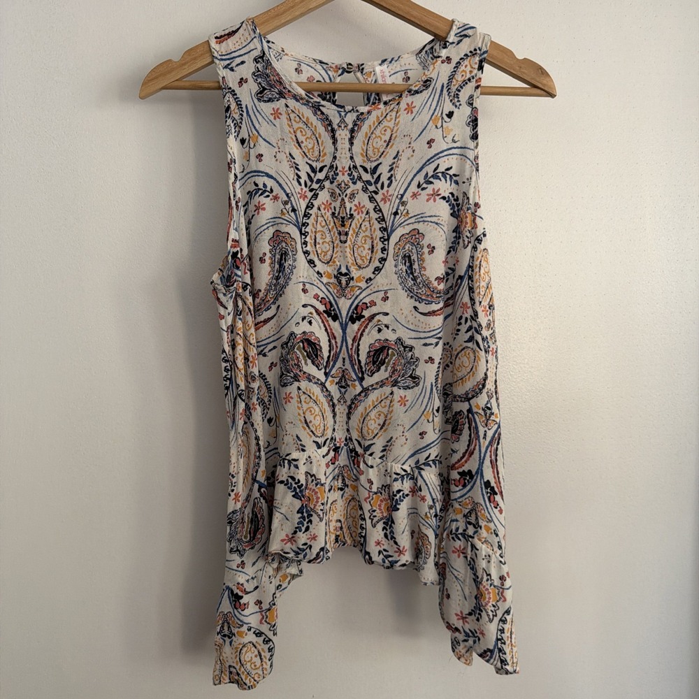 Womens sz XL Francesca's Miami Hippie/Boho Shirt Asymetrical hem